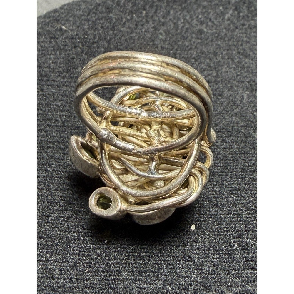 Large Labradorite Peridot Sterling Silver Statement Ring Size‎ 8 - Picture 5 of 6